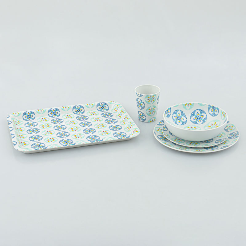 Assiette 'Achille' bleu et vert