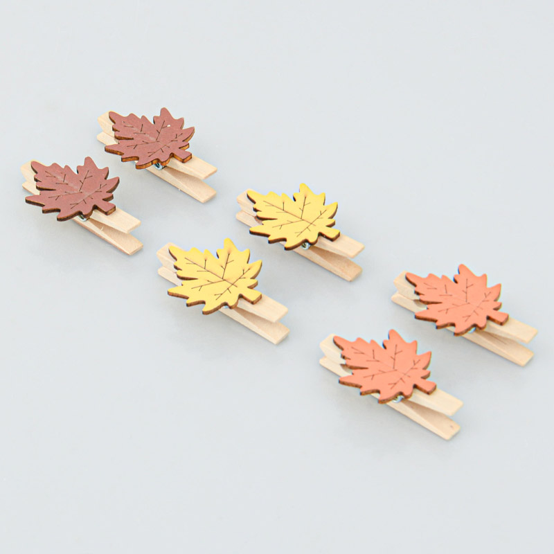 Lot 6 pinces feuilles 'Coeur d'Automne' 