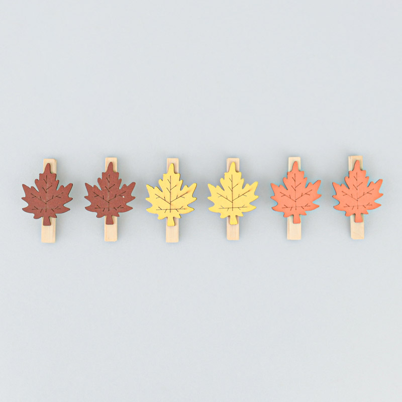 Lot 6 pinces feuilles 'Coeur d'Automne' 