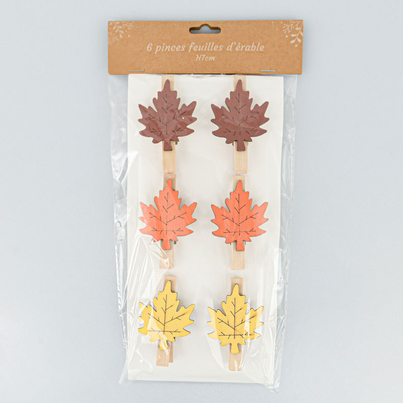 Lot 6 pinces feuilles 'Coeur d'Automne' 