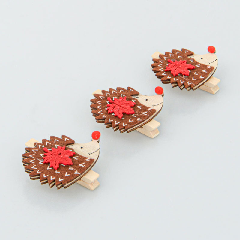 Lot de 3 pinces hérissons 'Coeur d'Automne' 