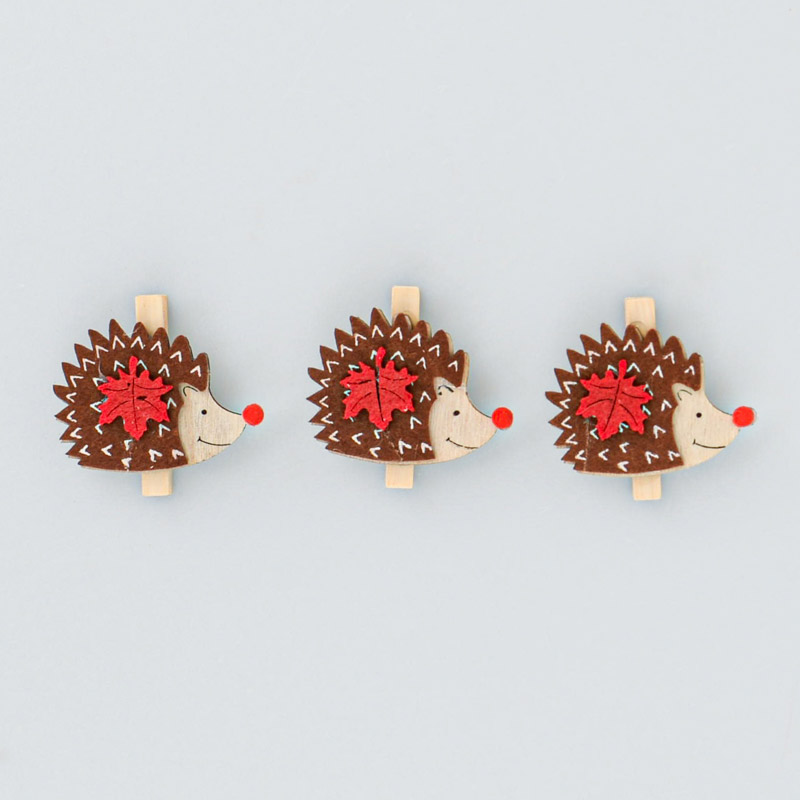 Lot de 3 pinces hérissons 'Coeur d'Automne' 
