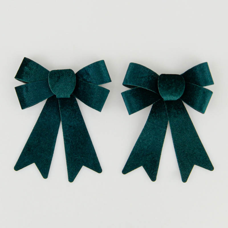 2 noeuds imitation velours vert