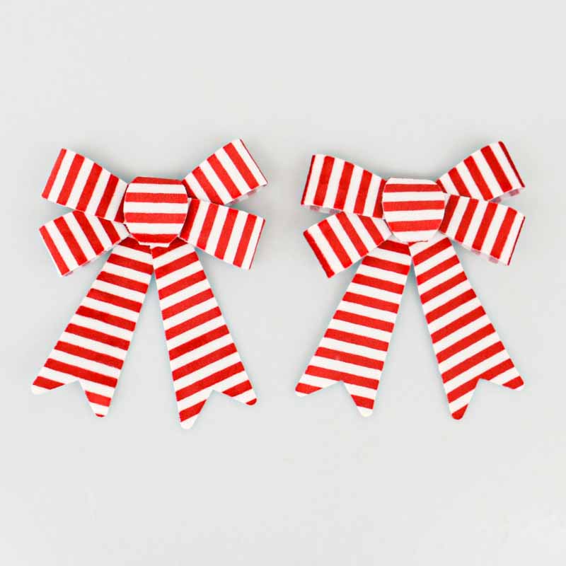 2 noeuds imitation velours rouge et blanc