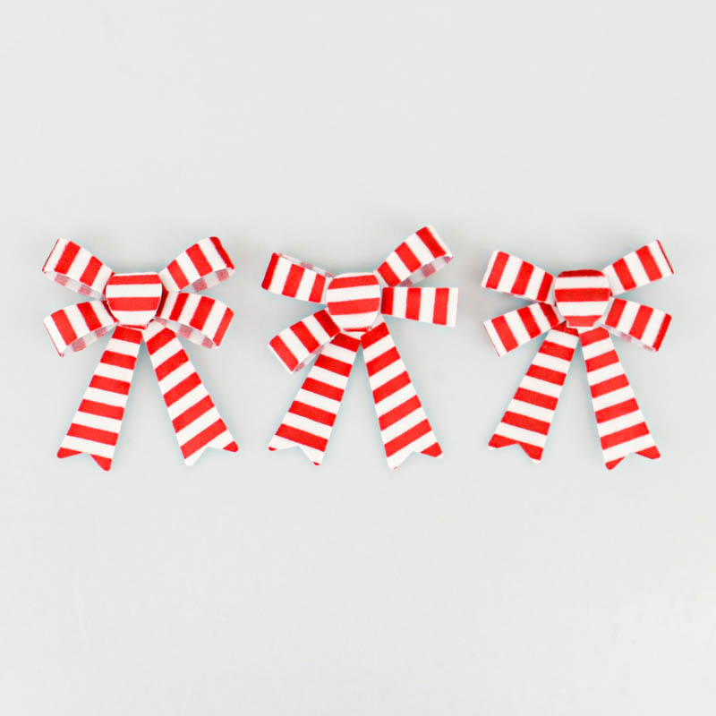 3 noeuds imitation velours rouge et blanc
