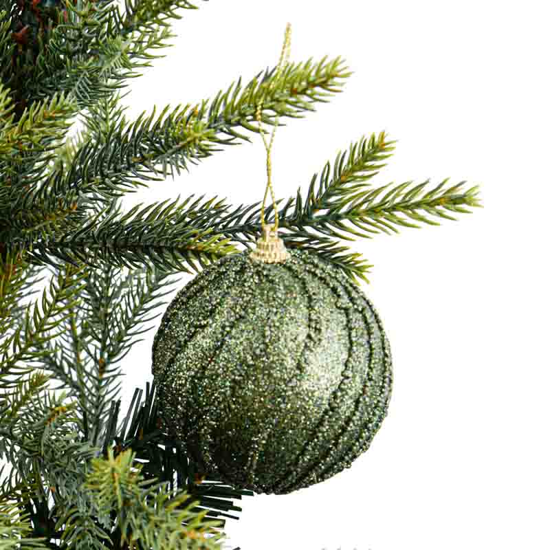 Boule pailletée 'Noël d'Antan' verte