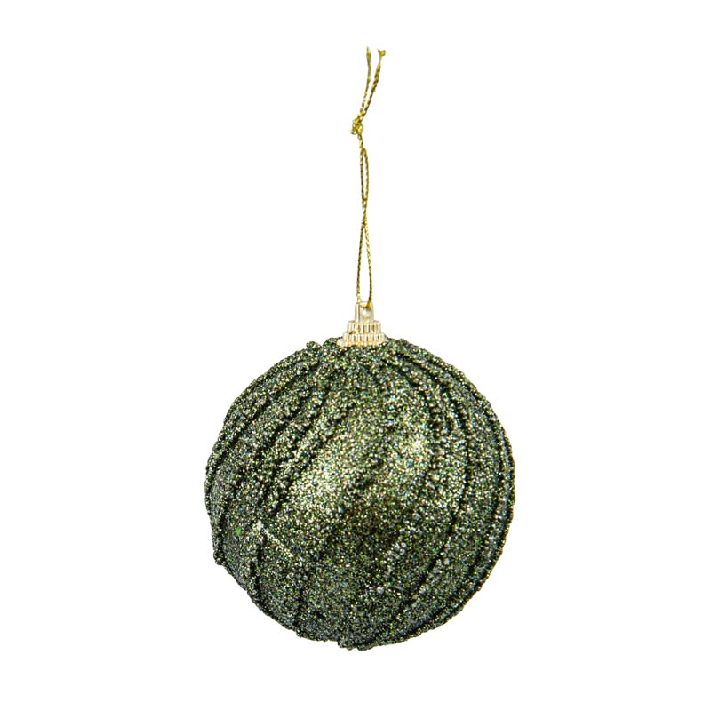 Boule pailletée 'Noël d'Antan' verte