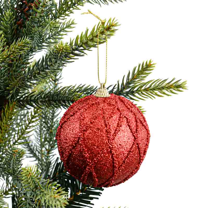 Boule pailletée 'Noël d'Antan' rouge 