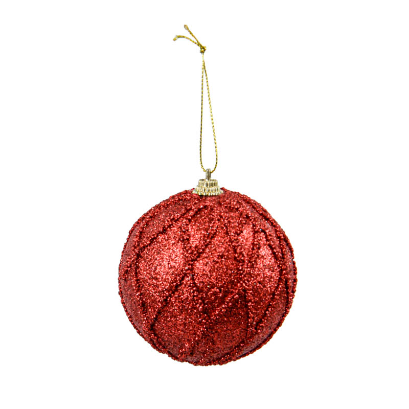 Boule pailletée 'Noël d'Antan' rouge 