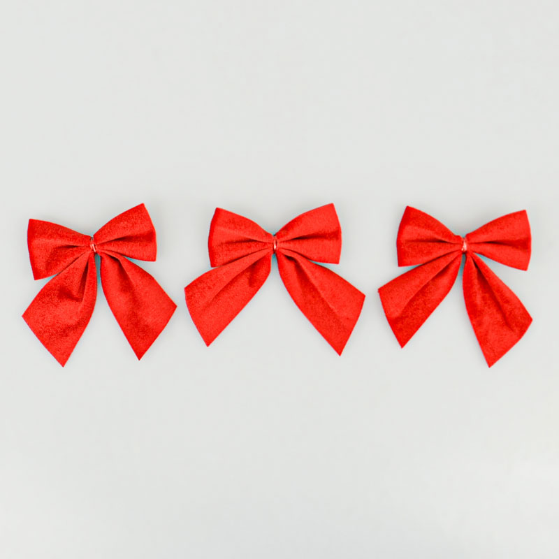 3 noeuds imitation velours rouge  