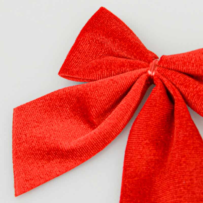 3 noeuds imitation velours rouge  