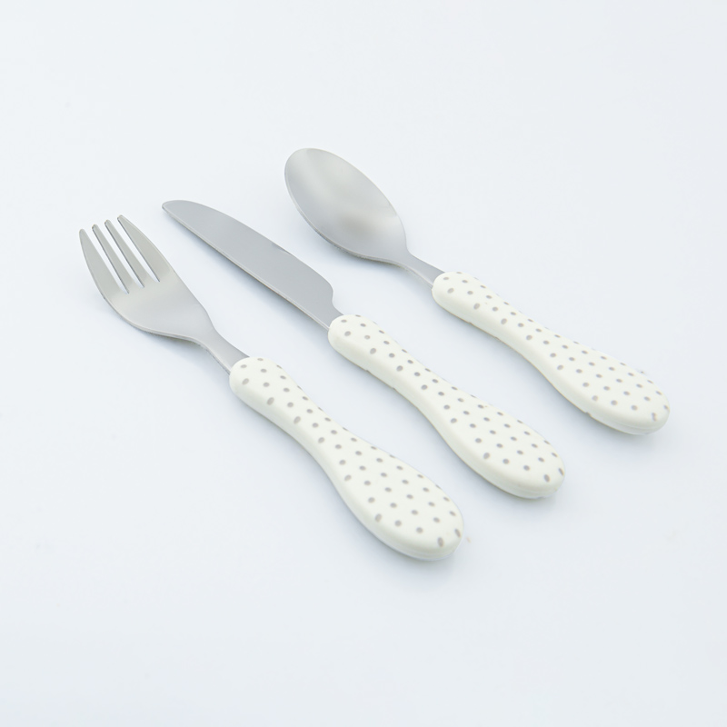 Set de 3 couverts 'Pallini' blanc et gris