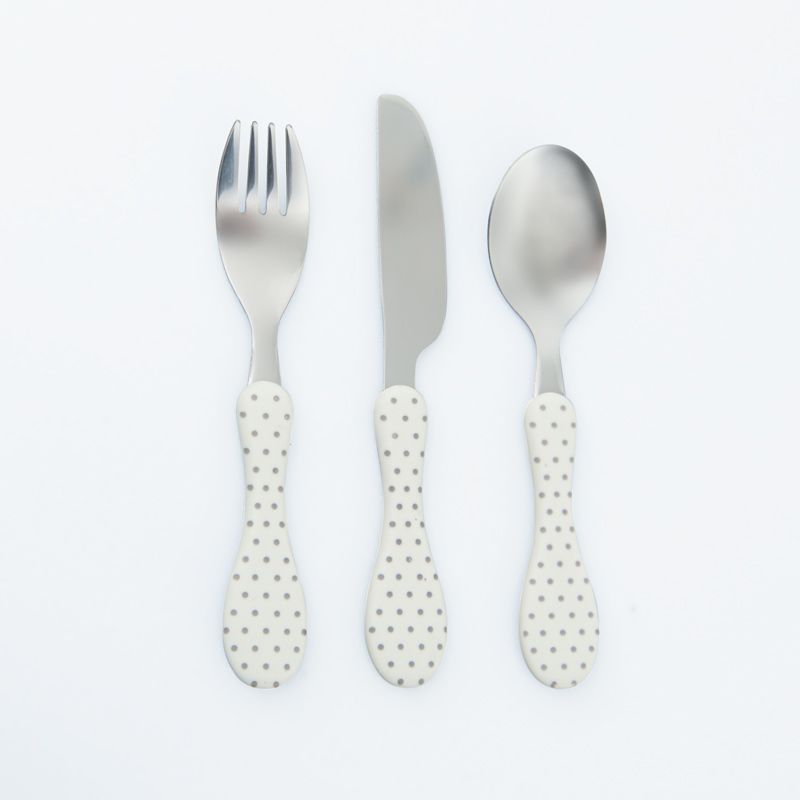 Set de 3 couverts 'Pallini' blanc et gris