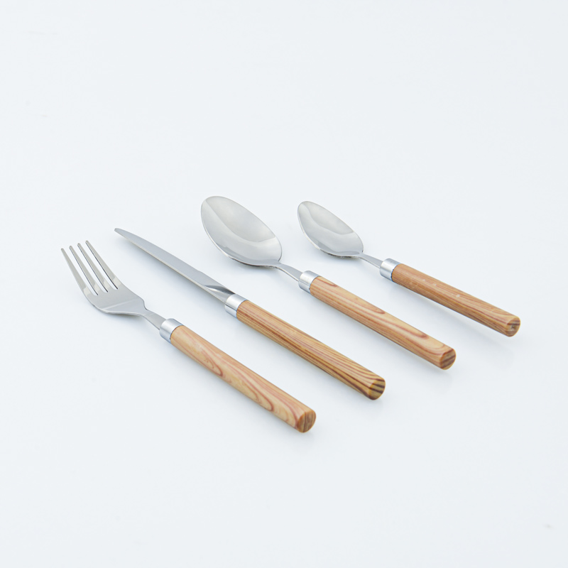 Ménagère 24 pièces 'First' en inox effet bois