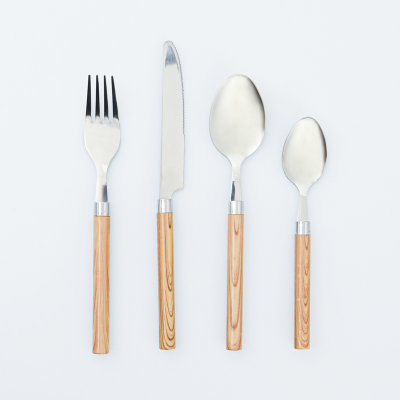 Ménagère 24 pièces 'First' en inox effet bois