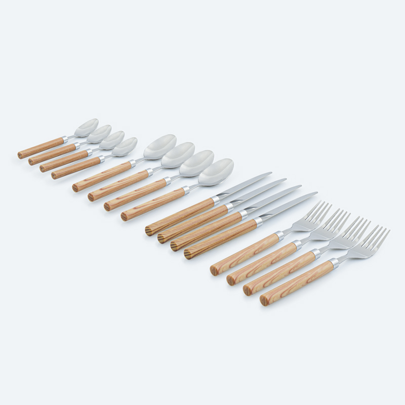 Ménagère 24 pièces 'First' en inox effet bois