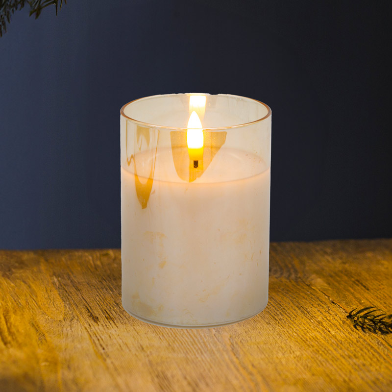 Bougie ronde LED effet flamme couleur ambre