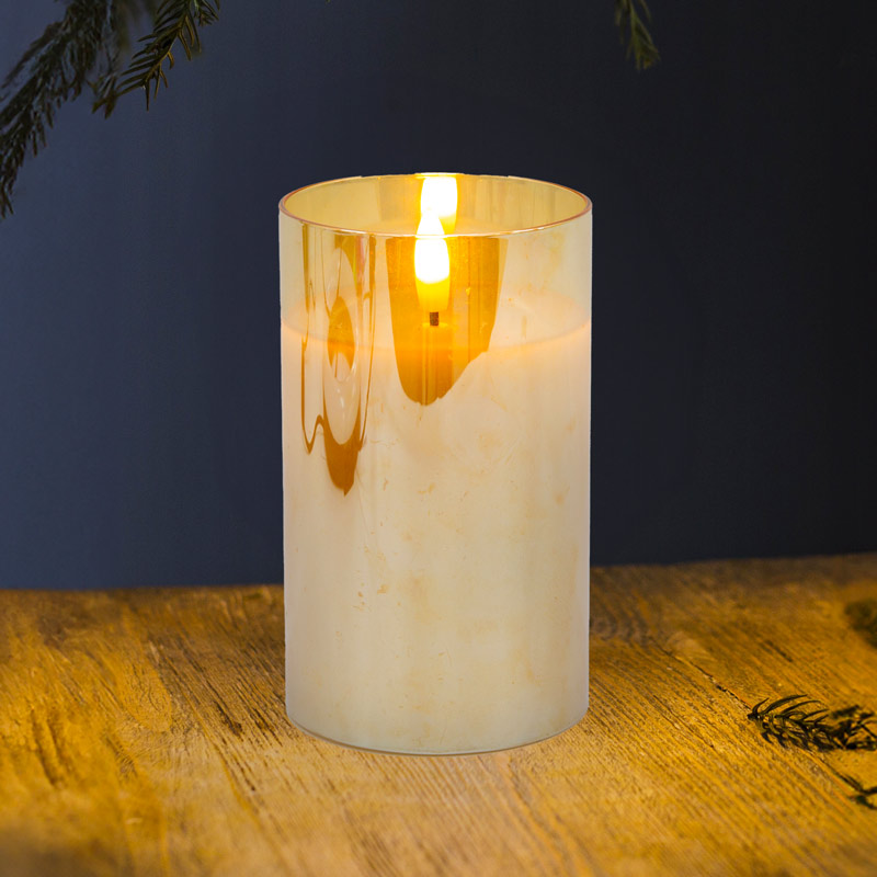 Bougie ronde LED effet flamme couleur ambre