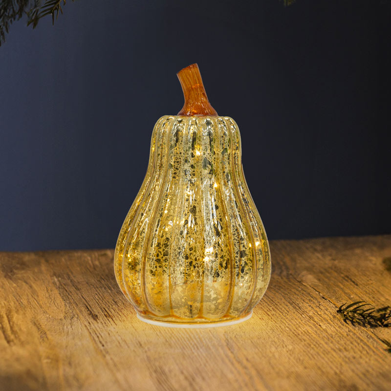 Courge décorative lumineuse orange 8LED 