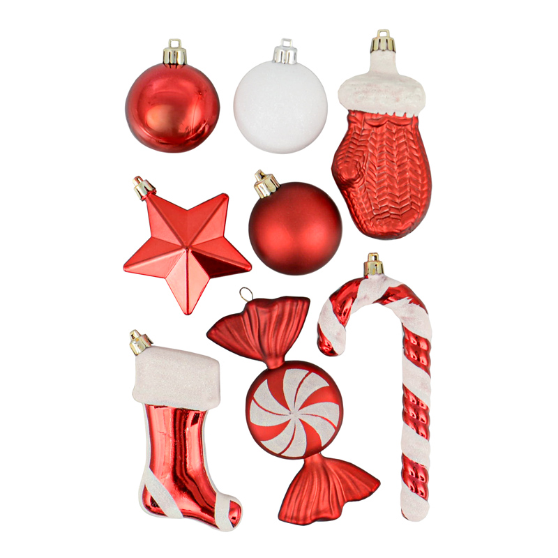 8 décorations de Noël à suspendre rouge blanc