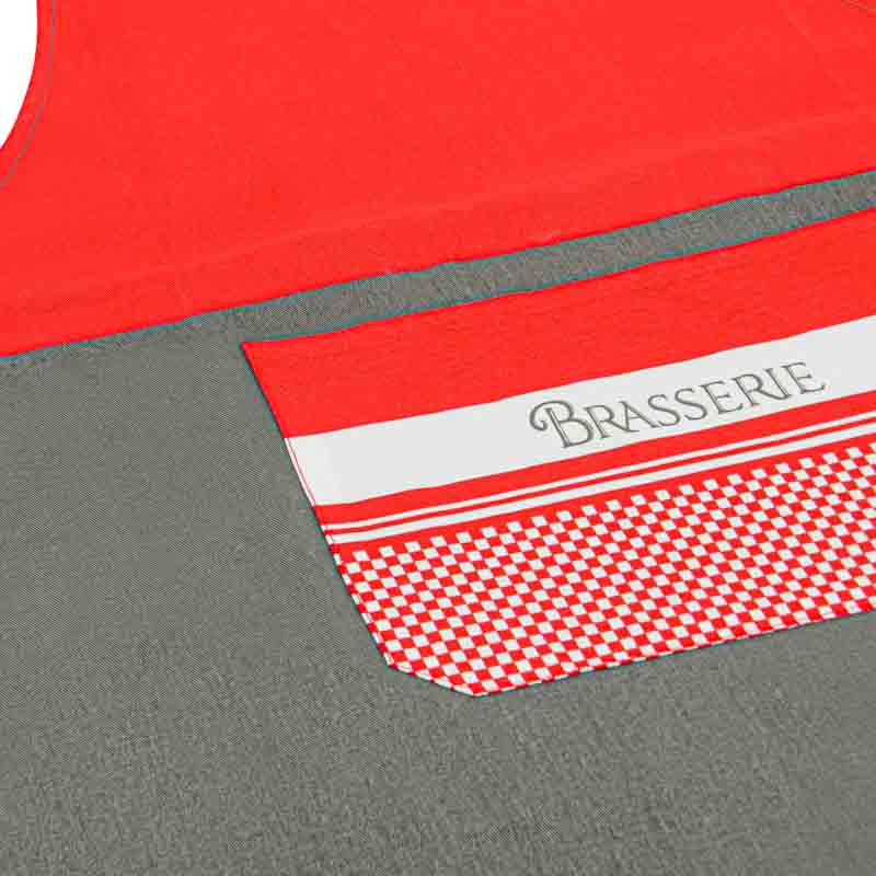 Tablier de cuisine 'Brasserie' gris et rouge