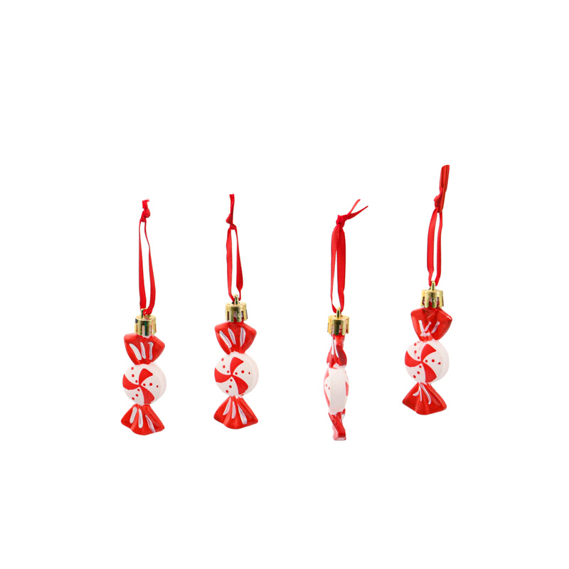 Lot de 4 bonbons à suspendre rouge et blanc