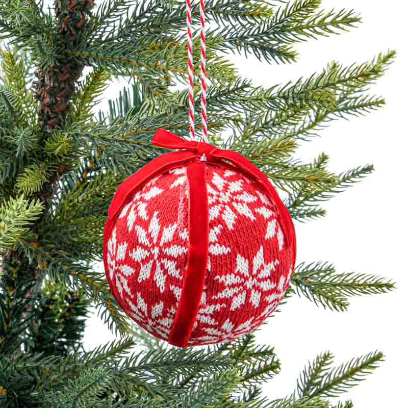 Lot de 4 boules décor chalet rouge et blanc