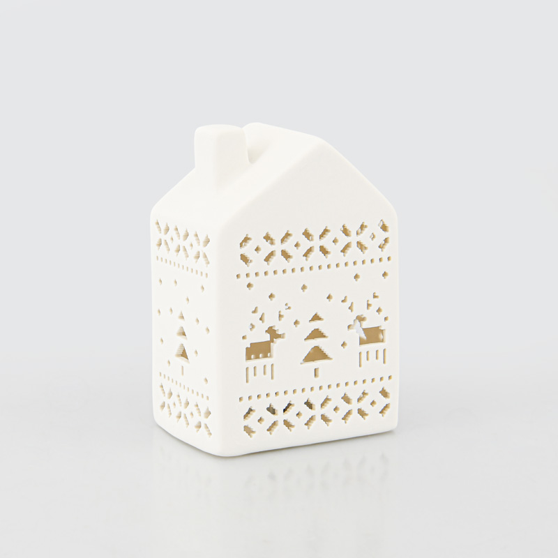 Maisonnette lumineuse en céramique blanche