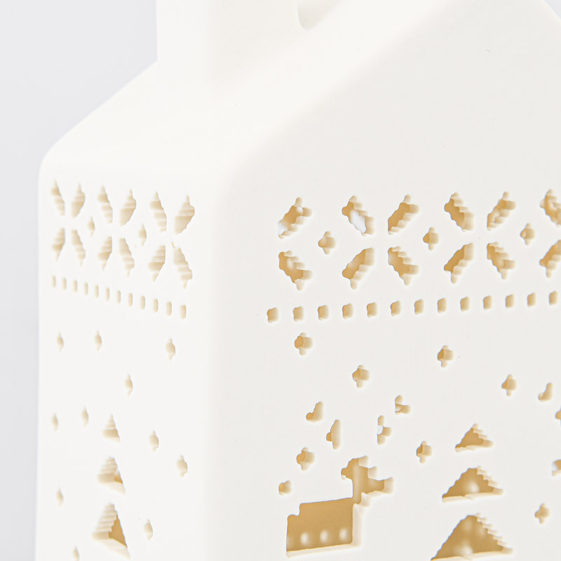 Maisonnette lumineuse en céramique blanche