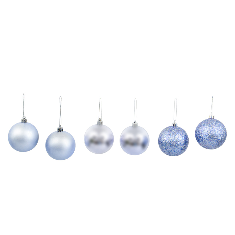 Lot de 6 boules bleues 'Jardin d'Hiver'