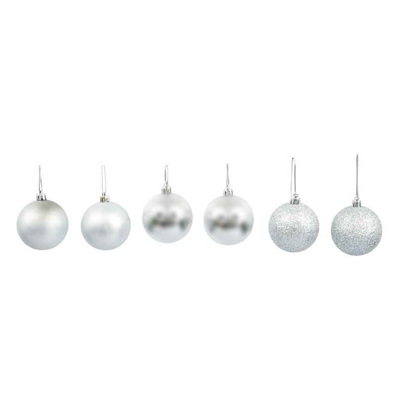 Lot de 6 boules argentées 'Jardin d'Hiver' 