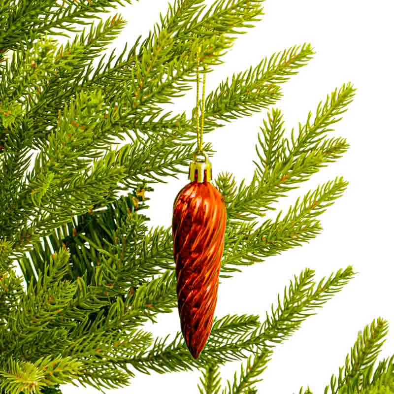 Lot de 6 pommes de pin à suspendre rouges 
