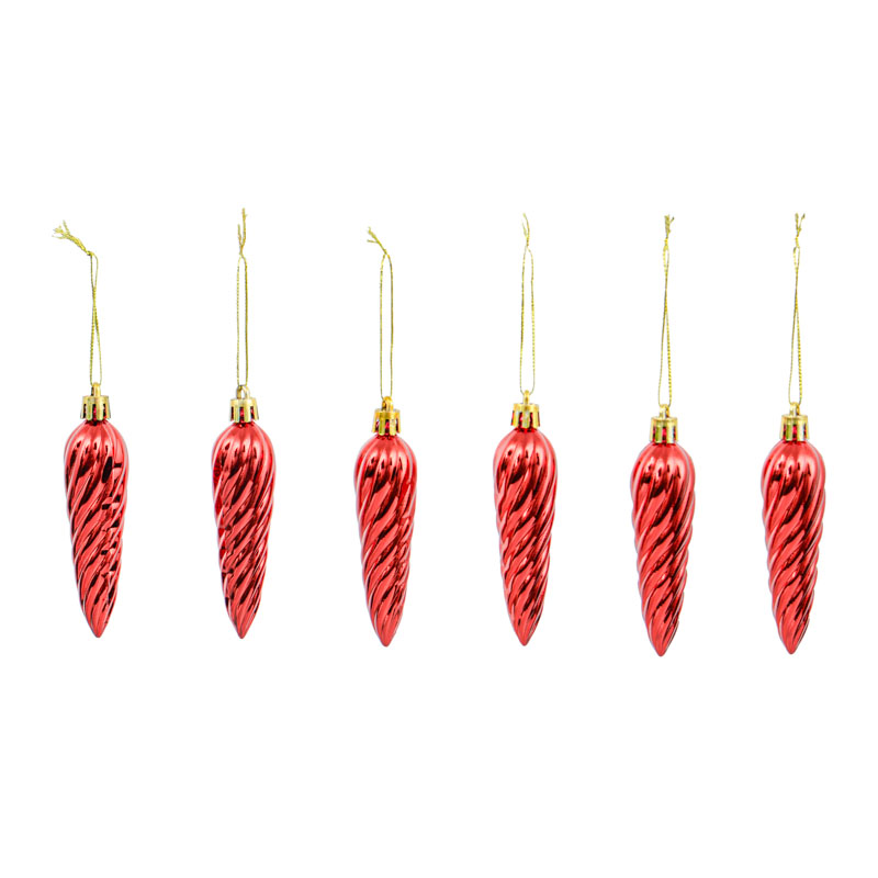 Lot de 6 pommes de pin à suspendre rouges 