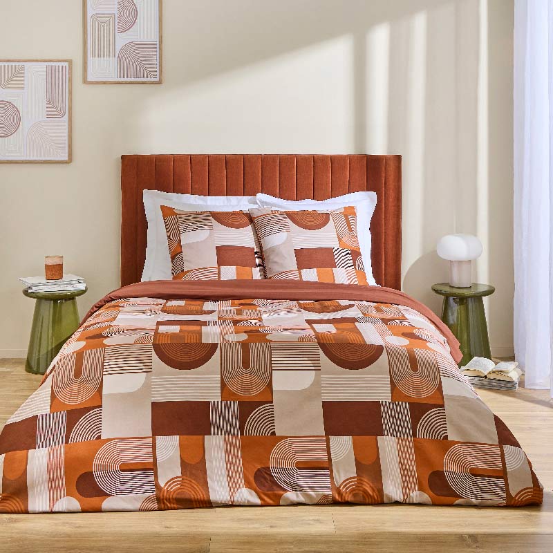 Parure de lit microfibre 'Artsy' terracotta