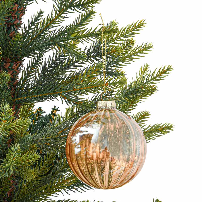 Boule en verre striée cuivre