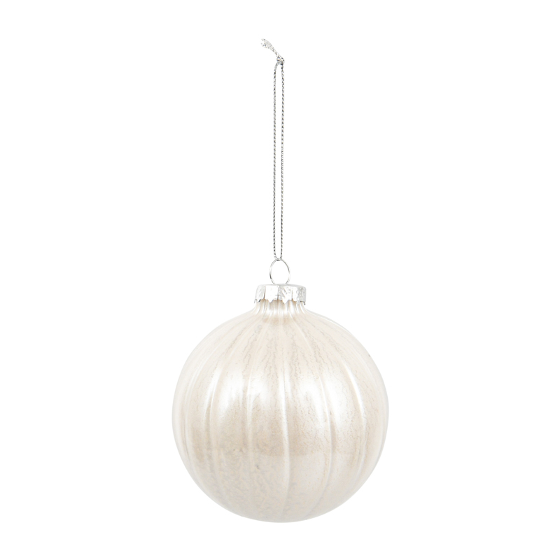 Boule en verre striée blanc