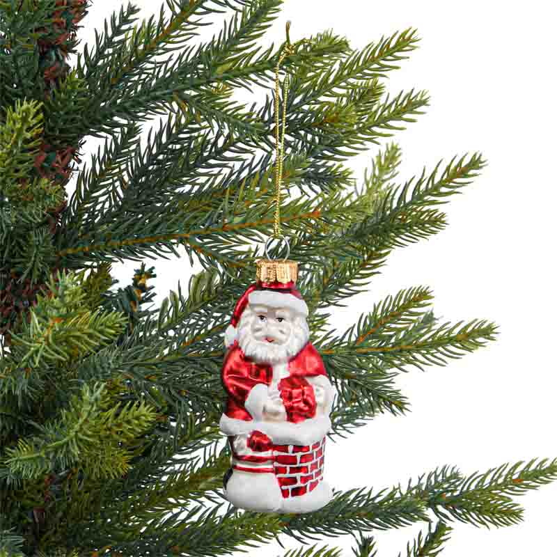 Père Noël avec cheminée à suspendre