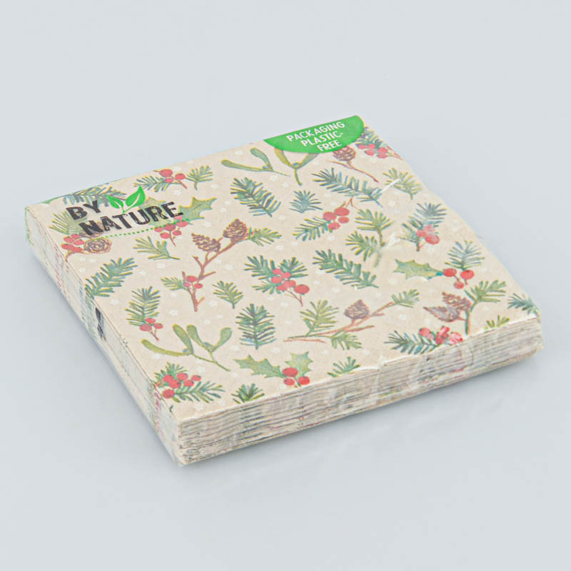 Lot de 20 serviettes Noël nature