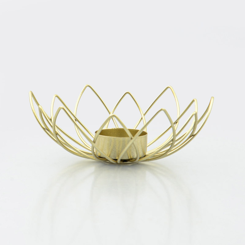 Porte bougie fleur doré