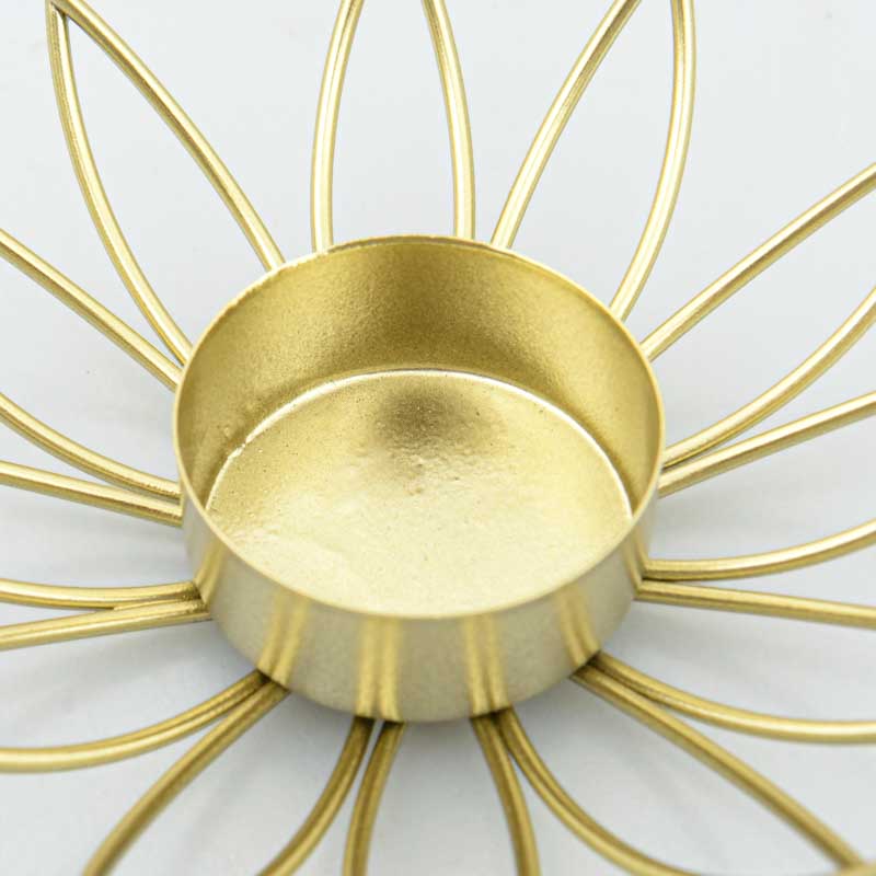 Porte bougie fleur doré