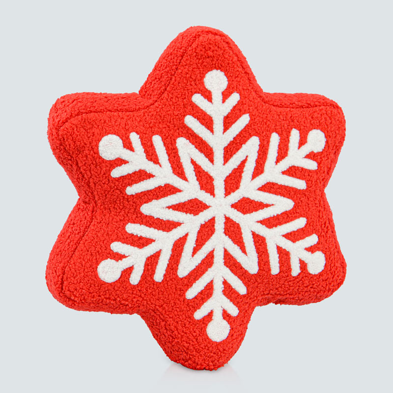 Coussin de Noël flocon rouge