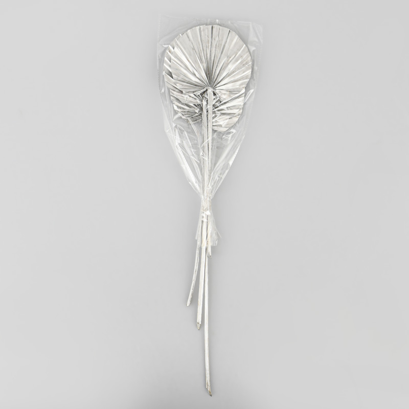 4 feuilles de palme rondes argentées