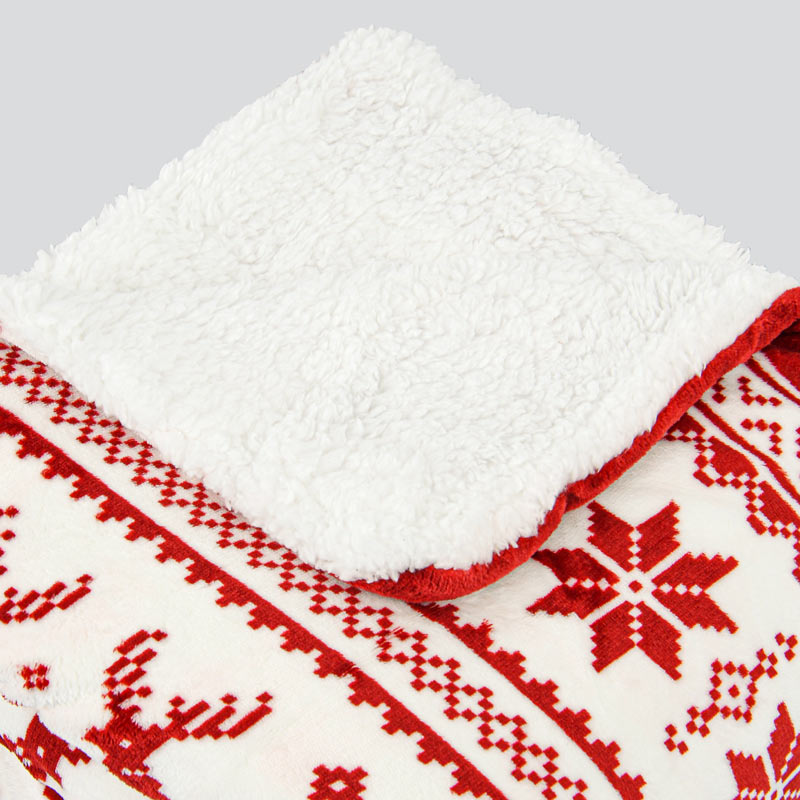 Plaid doublé sherpa 'Cerf avec flocons' 
