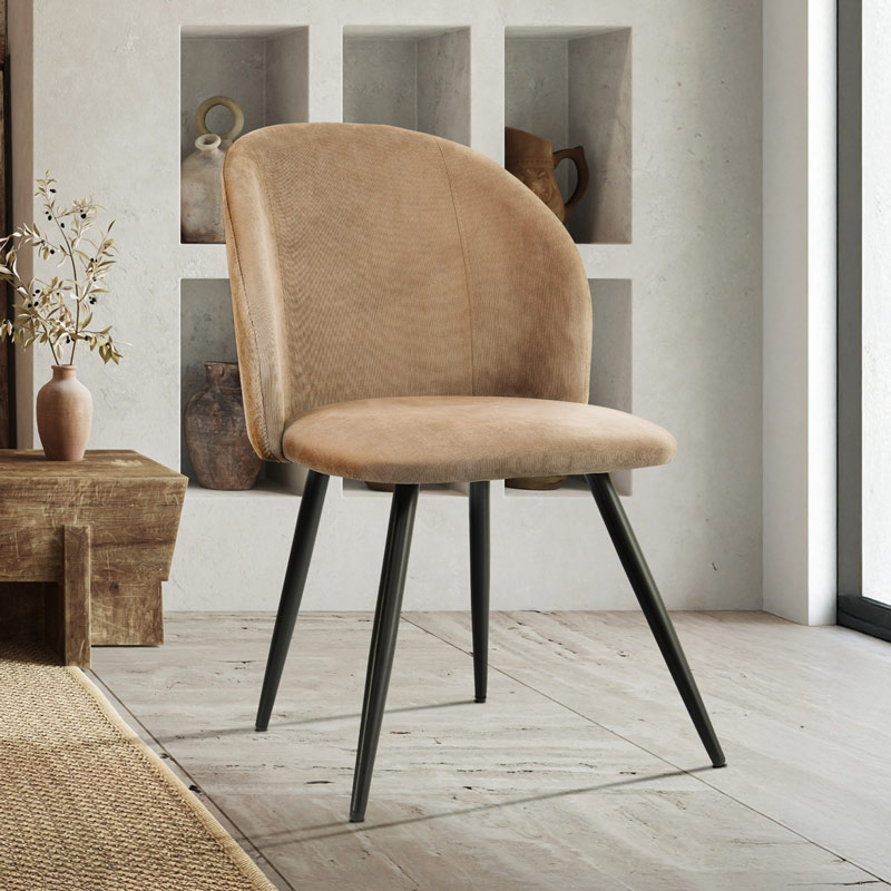 Chaise tissu côtelé 'Iselia' couleur taupe