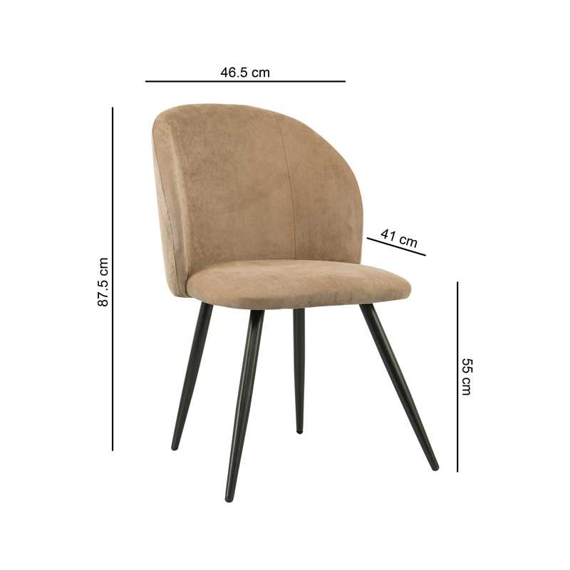 Chaise tissu côtelé 'Iselia' couleur taupe