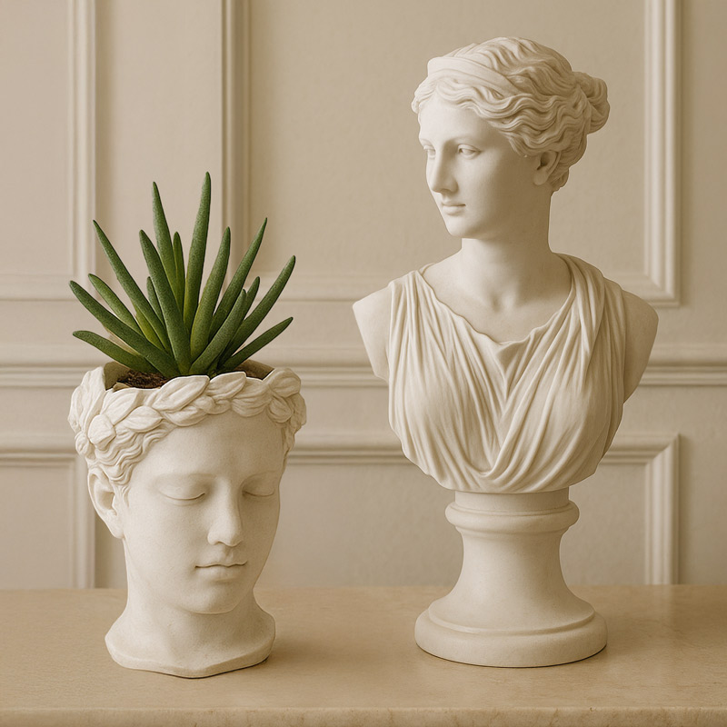 Buste antique décoratif crème