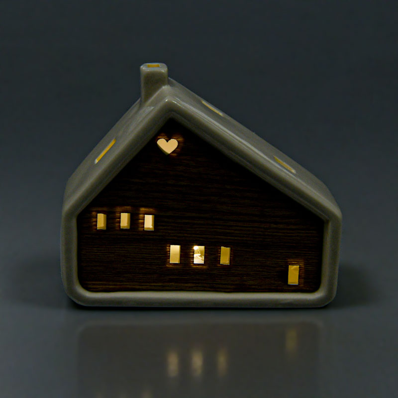 Maisonnette lumineuse en céramique blanche