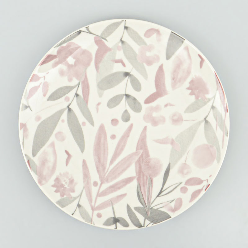 Assiette plate 'Amalys' rose et grise