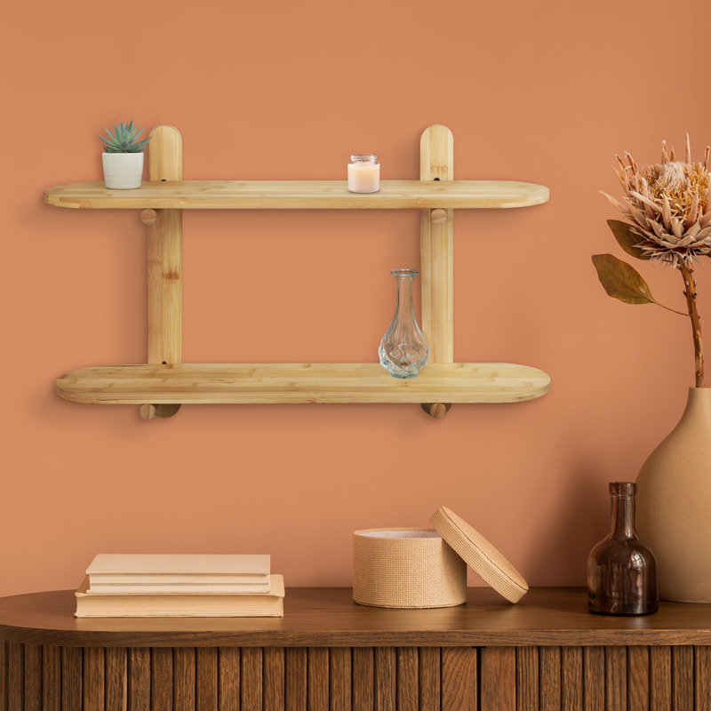 Étagère murale double bambou