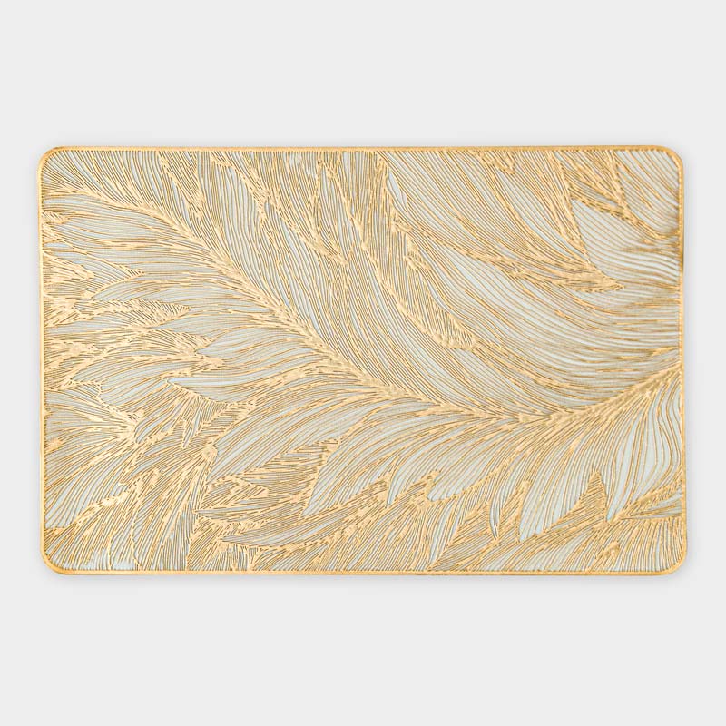 Set de table rectangulaire plumes doré 